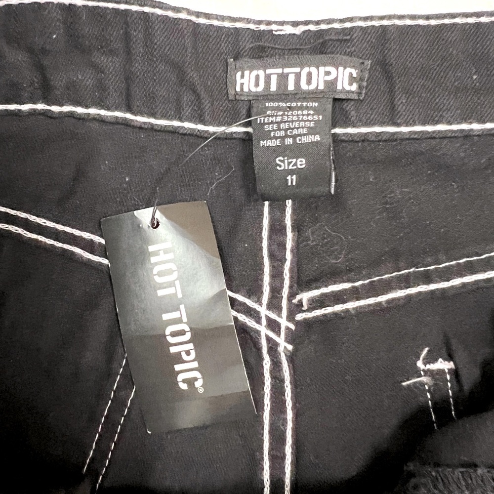 NWT NEW Hot Topic Black Wide leg Jeans Stars Y2K Patches Junior 11 L - Picture 5 of 8